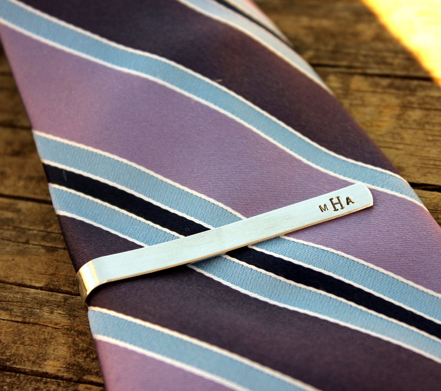 Custom Tie Bar Clip Monogram Personalized Mens gift for groom, groomsmen, fathers day, Christmas