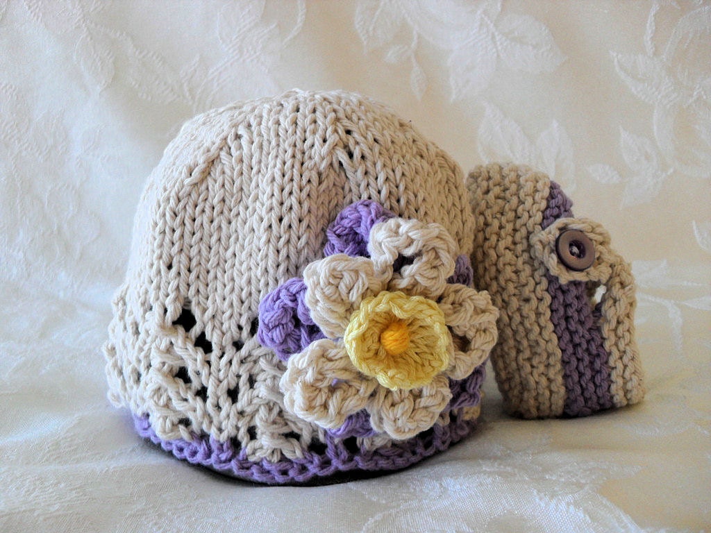 Hand Knitted Baby Hat-Cotton Knitted Baby Cloche-Children Clothing-Lace Cloche-EASTER COLORS
