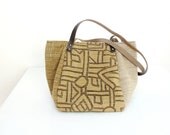 Geometry Bag - Cotton and Leather Stripes and Symbols