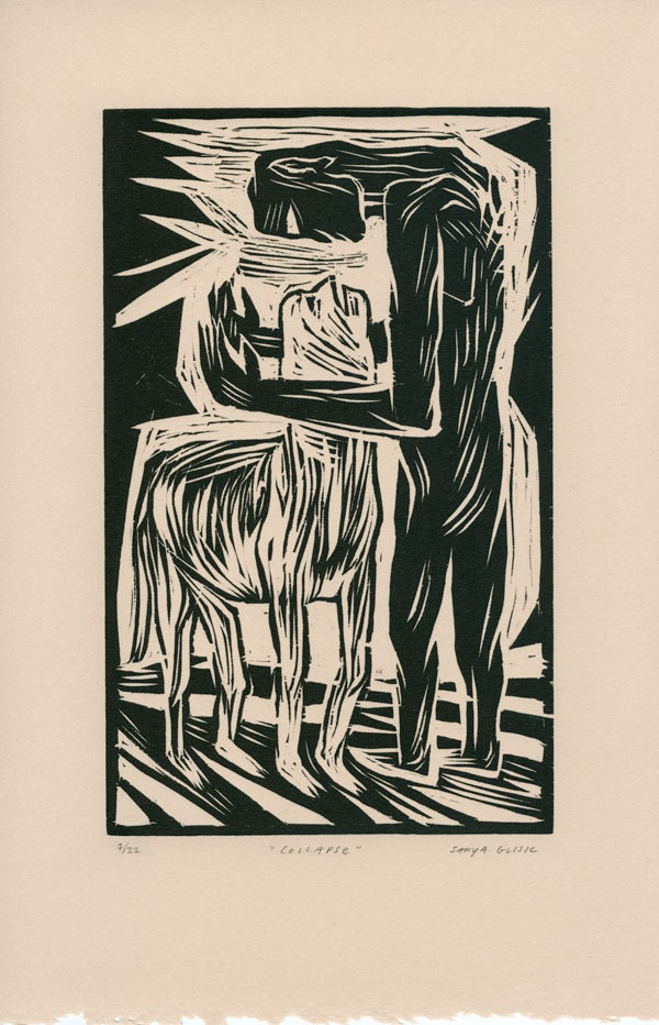 COLLAPSE Woodblock Print, Limited Ed, Handprinted