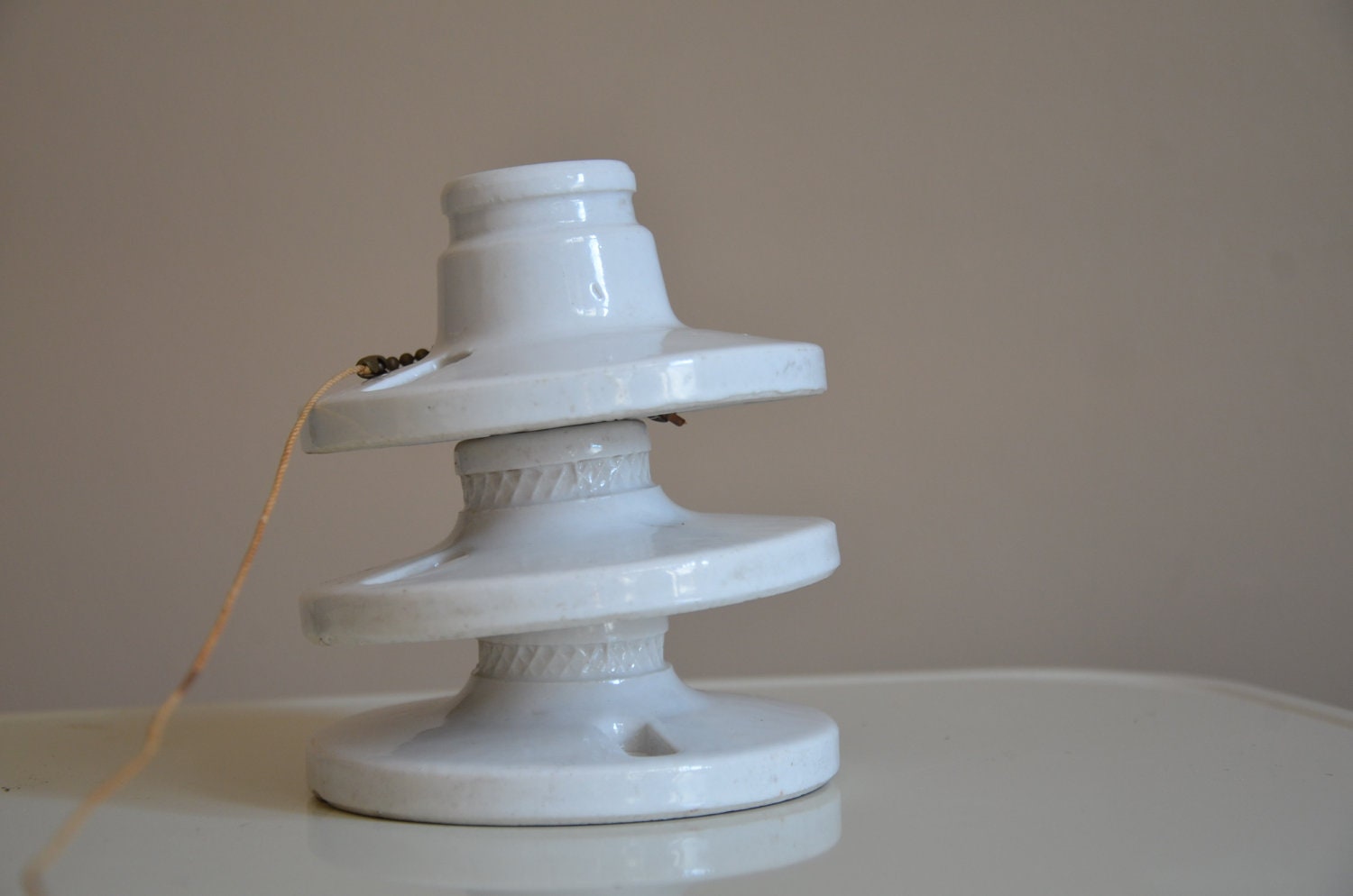 Trio of Vintage Porcelain Light Fixture. Leviton.