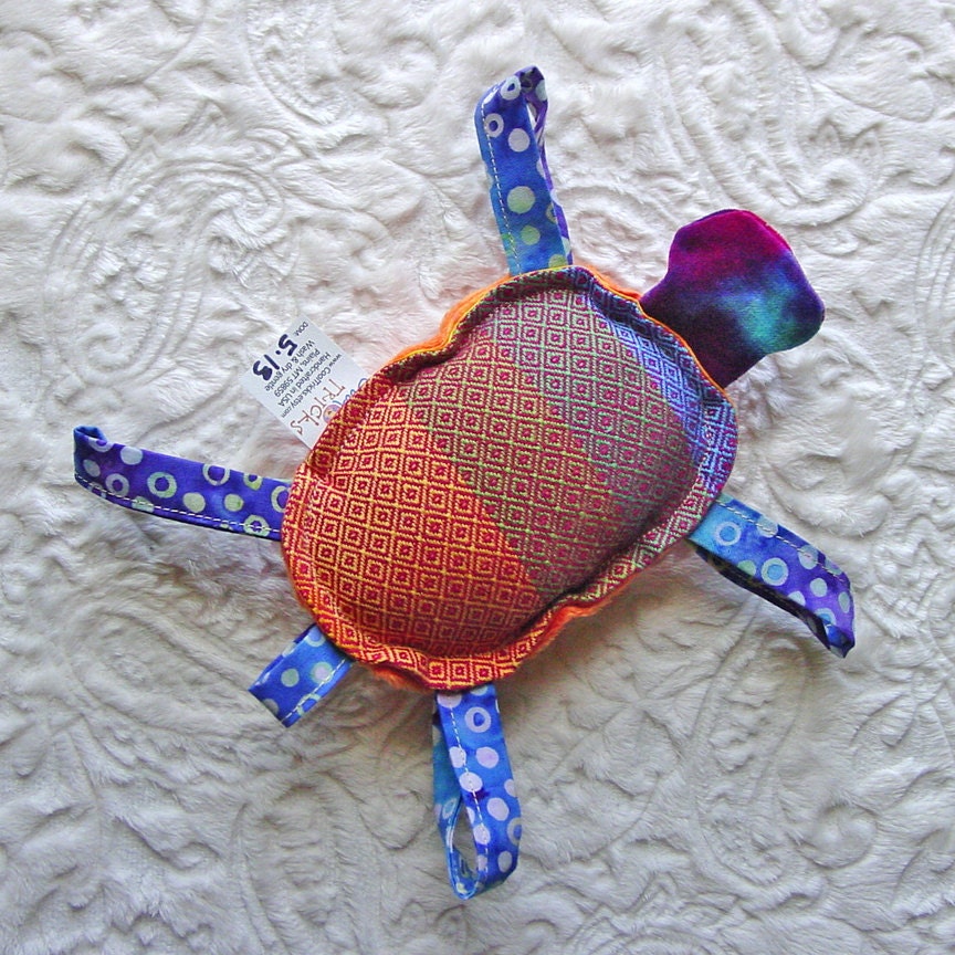 Girasol Metamorphosis Wrap Scrap Turtle - Attachable Toy - Minky and Hand Dyed Cotton Velveteen