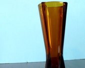 Atomic Age Anchor Hocking Rocket Zeppelin Vase Amber Desert Gold