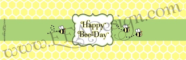 WATER LABEL, Bumble Bee (Happy Bee-Day) - Printable Il_570xn