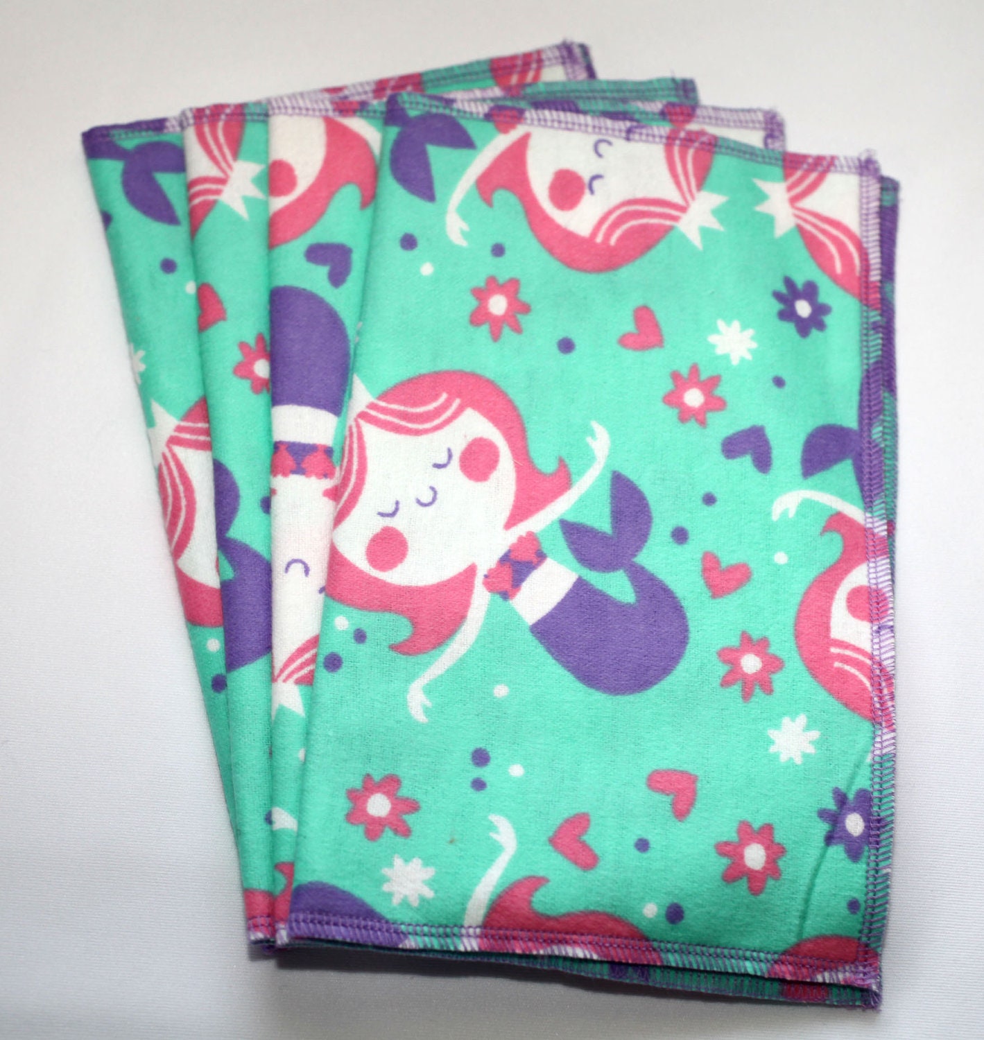 Pretty Mermaid Princess Kids Cloth Napkins 4 pack