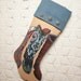 Cool Cowboy Boots Christmas Stocking - Vintage Barkcloth, Denim and Silver Buttons