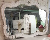 RESERVE LISTING Painted Cottage Shabby White Romantic French Mirror MR03