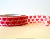 Chugoku Washi Tape Red Hearts on White