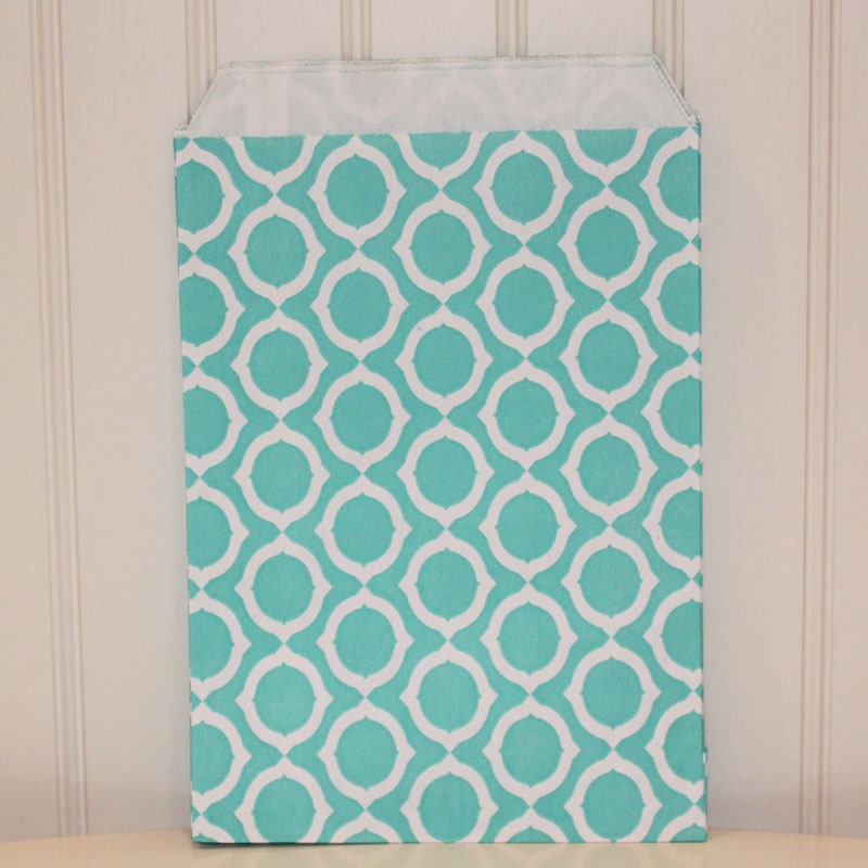 Party Favor Bags ... 24 AQUA MOD CIRCLE Favor Bags , Candy, Wedding, Party, GIfts, Packaging