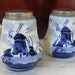 Dutch Delft Windmills Salt and Pepper Shakers Hand Painted Made in Holland Quality Vintage