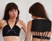 Black Silk Crop Top with Cape - Caped Black Bra Top - Stretch Wool & Silk Georgette - Luxury Custom Made Cosplay Costume Ready to Wear