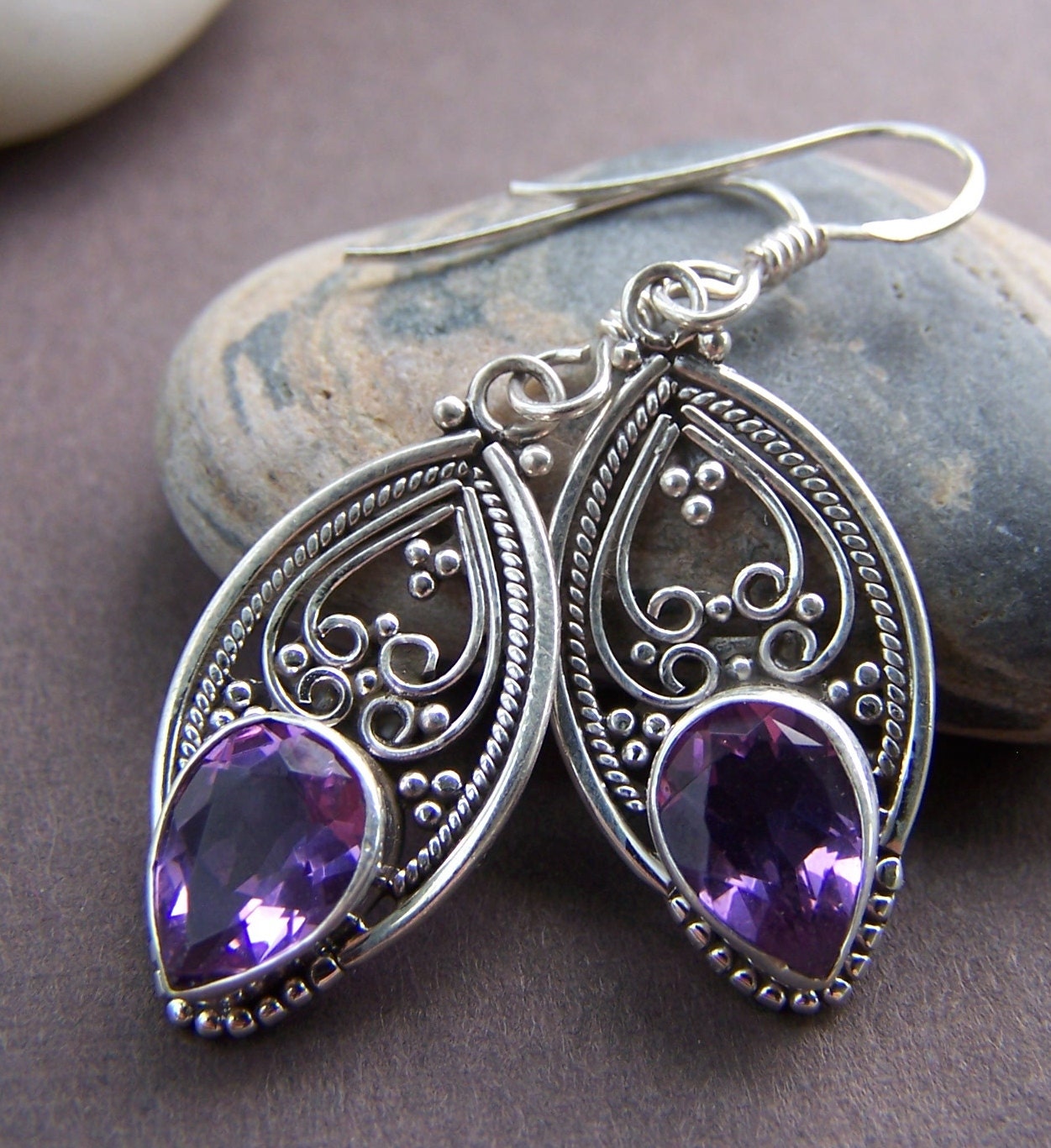 Deli Earrings Amethyst and Sterling Silver Earrings