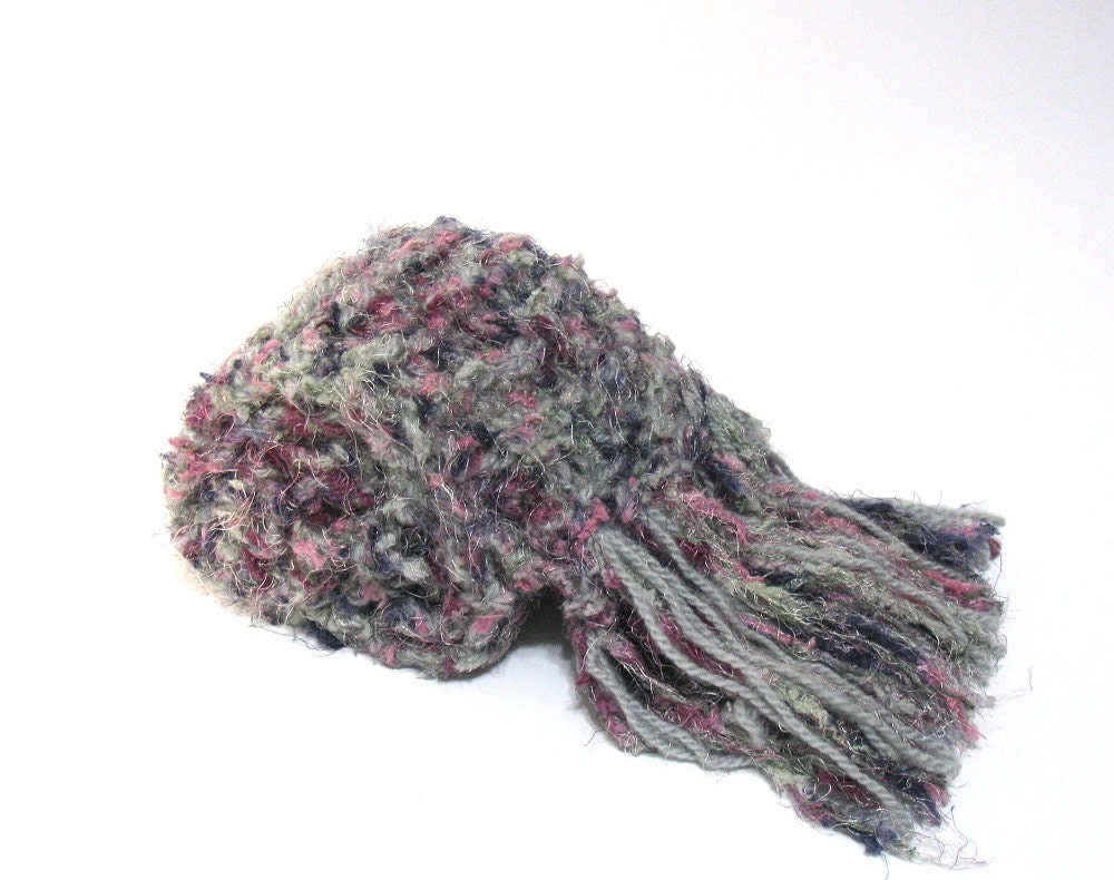 Sale Fireworks Sparkle Handknit Scarf - Gray Pink