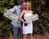 Vintage Engagement Signs. I Stole her Heart with So, I'm Stealing his Last Name with Wedding Date. Save the Date, Engagement Photo Signs.