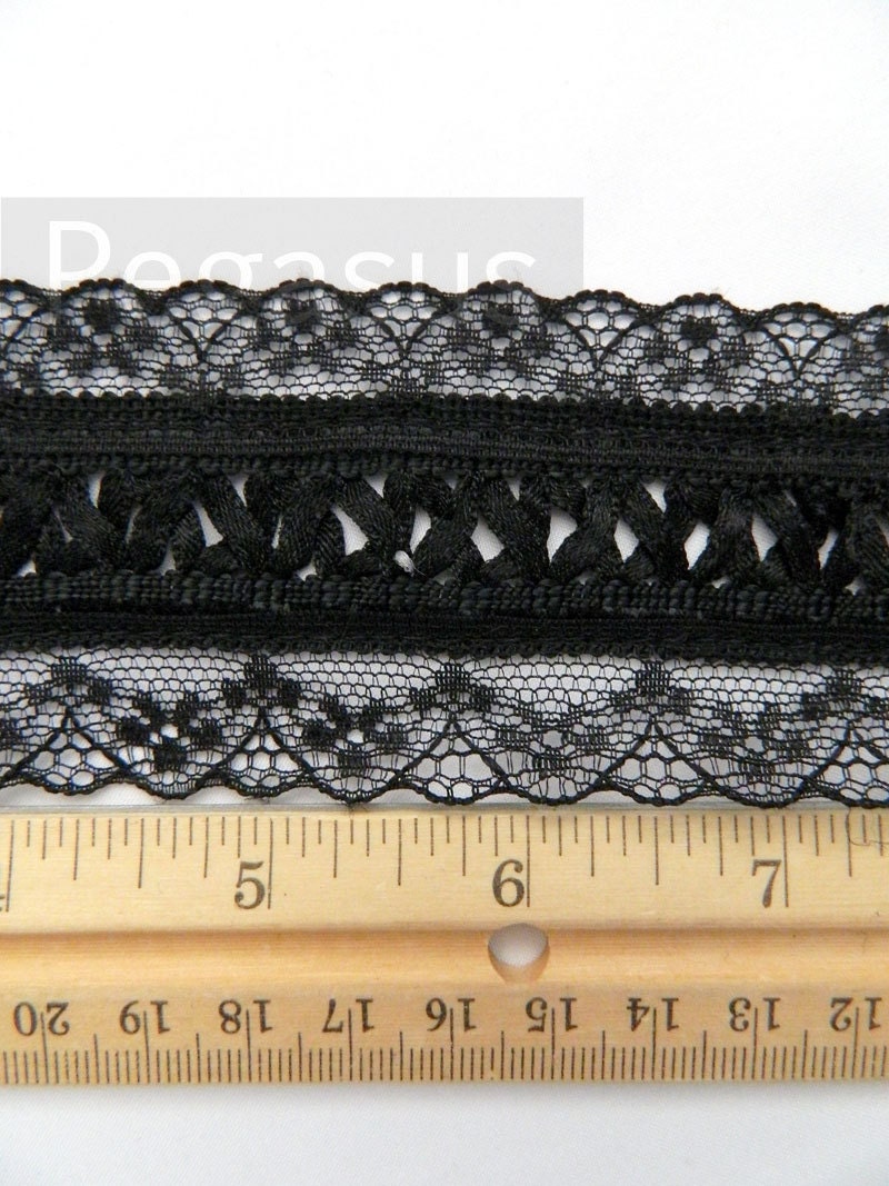 Black Gothic Lolita headdress Raschel Lace (1 yard)(sold by the yard) use to trim blouses, dresses, chokers, fascinators, and scrapbooks