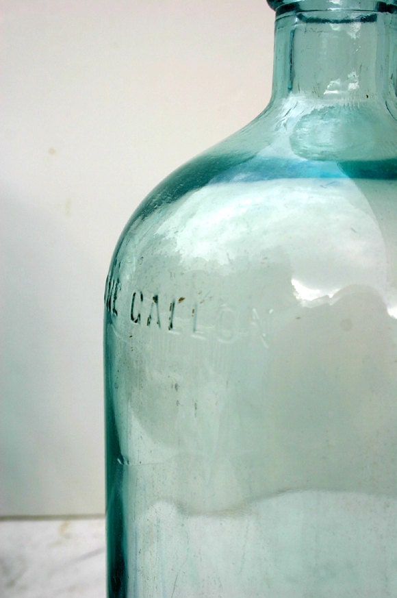 Vintage Aqua Glass Bottle / 1 Gallon Blue Green Bottle - ConceptFurnishings