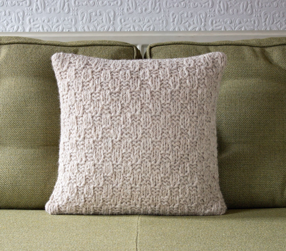 Soft Neutral Knitted Pillow  / Cushion Cover /// Celt