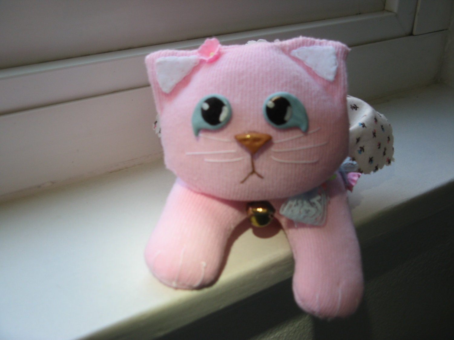 Sock Cat/Kitten, "Caddy," a Pink Kitty with a Soft Heart (tm), Gift Wrap Included