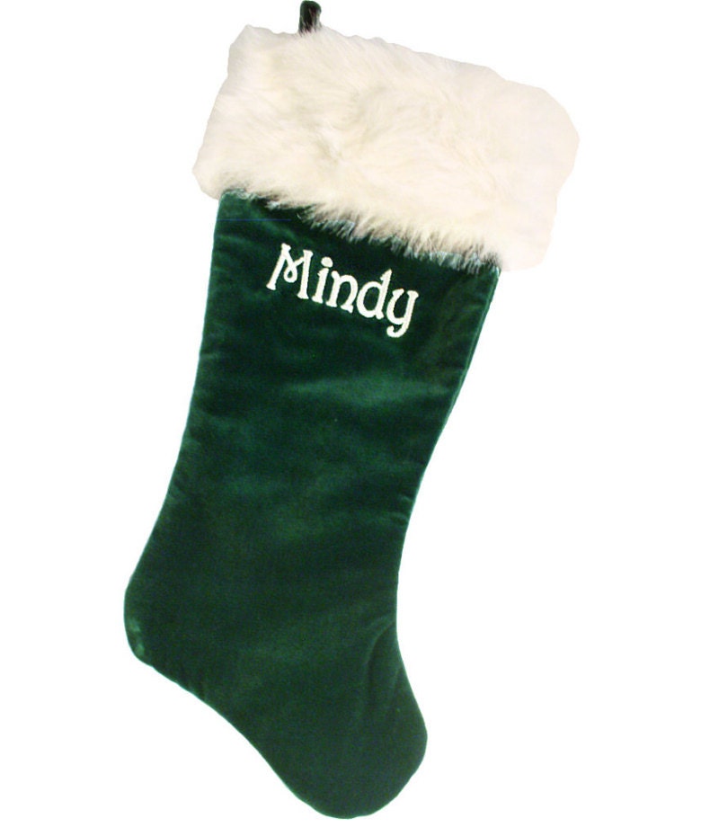 Items similar to Green Velvet Christmas Stockings 21 inch Personalized