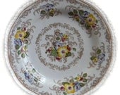 Brown Transferware Plate Ridgways Apple Blossoms Scrolls