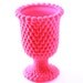 Milk Glass Candle Holder, Neon Pink, upcycled