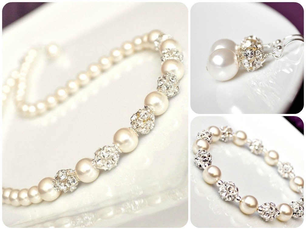 Bride Jewelry Set, Pearl Jewelry Set for the Bride, Art Deco Wedding Jewellery