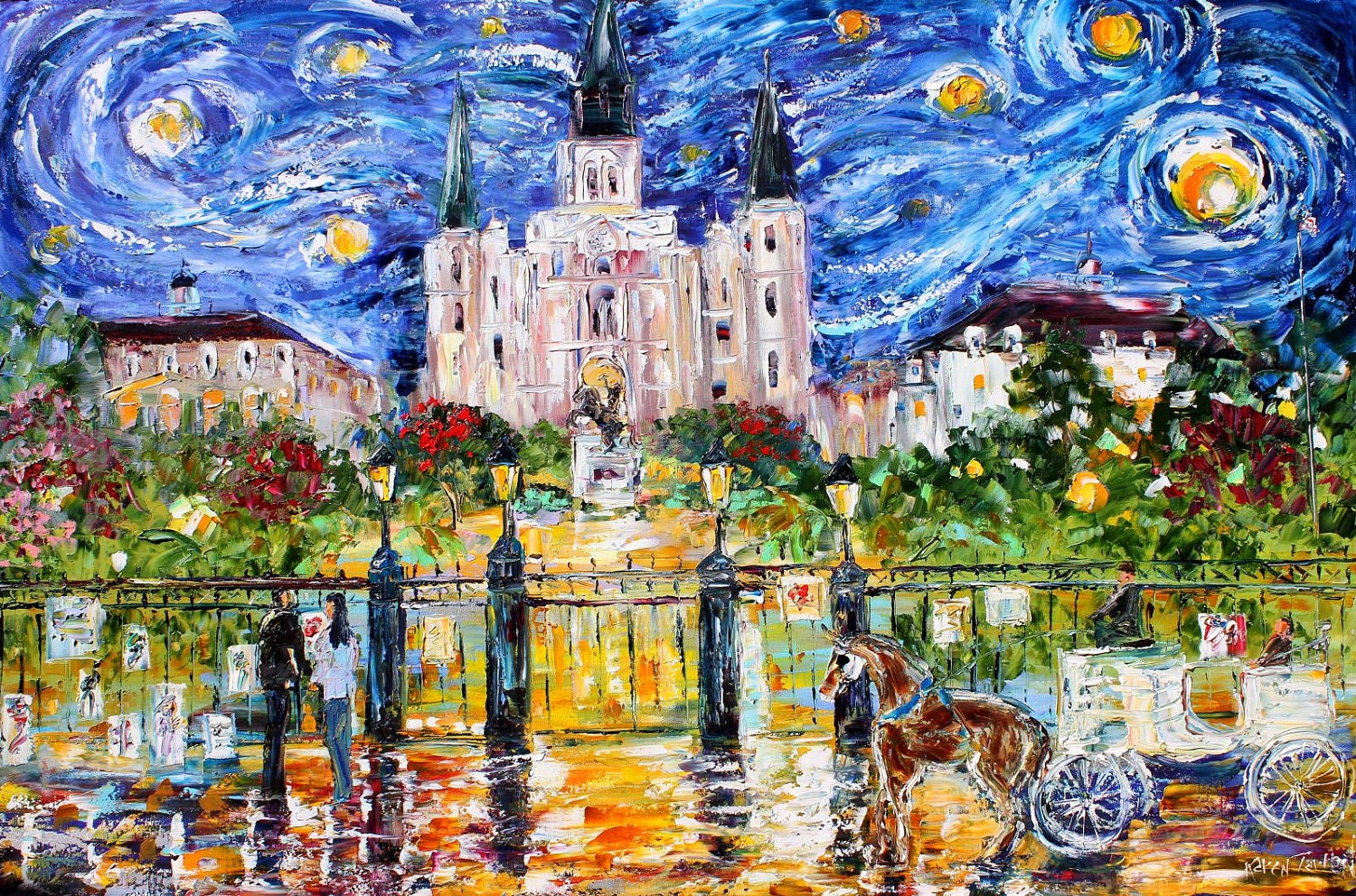 Reserved for Amanda Commission New Orleans Cityscape Original Oil Painting MODERN ABSTRACT TEXTURE palette knife fine art by Karen Tarlton