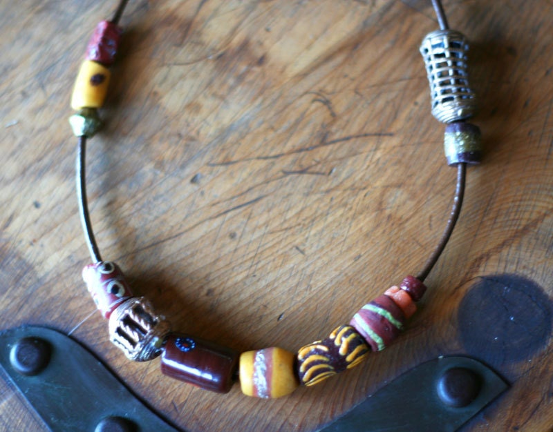 Vintage African trade beads necklace