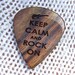 Keep Calm and Rock On - Handmade Laser Engraved Exotic Wood Guitar Pick - Caribbean Rosewood