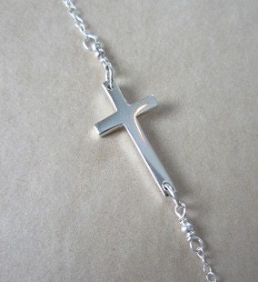 Cross, Side Cross Necklace, Sterling Silver Side Cross Necklace, cross necklace, sideways cross