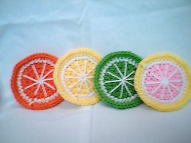 Citrus Fruit Crocheted Coaster Set