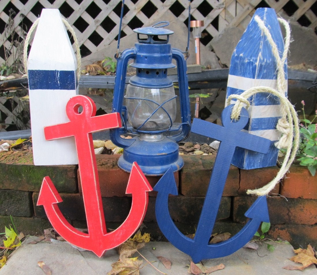 OOAK Reclaimed wood. Set of 2 Wooden Anchors. Beach Decor. Nautical Decor. Home Decor