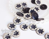 Set of 24 Bohemian Flower Buttons - 1 inch diameter