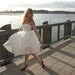 Silk Chiffon and Lace Short Strapless Wedding Dress with Detachable Second Skirt
