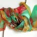 Hand dyed - hand painted silk scarf on ponge silk Feather180x45