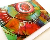 Rainbow Art Greeting Card Colorful Original Acrylic