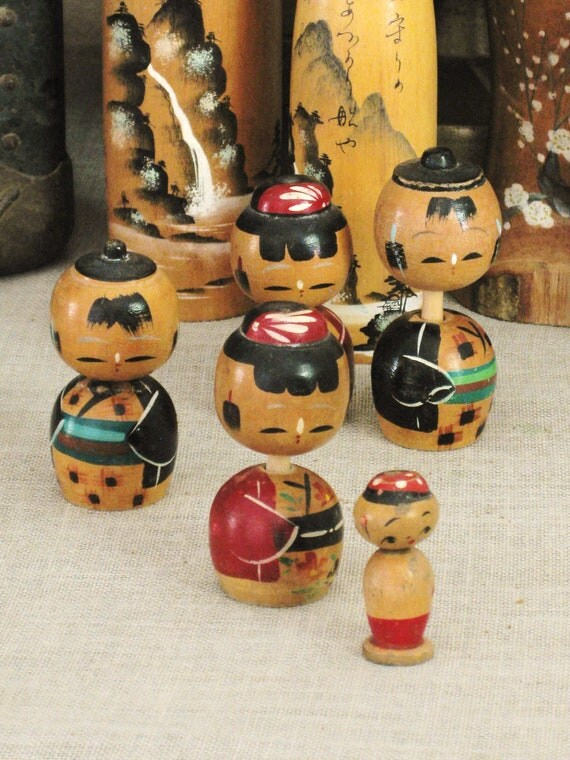 Kokeshi Dolls / Wooden Doll / Japanese Folk Art / by wilshepherd