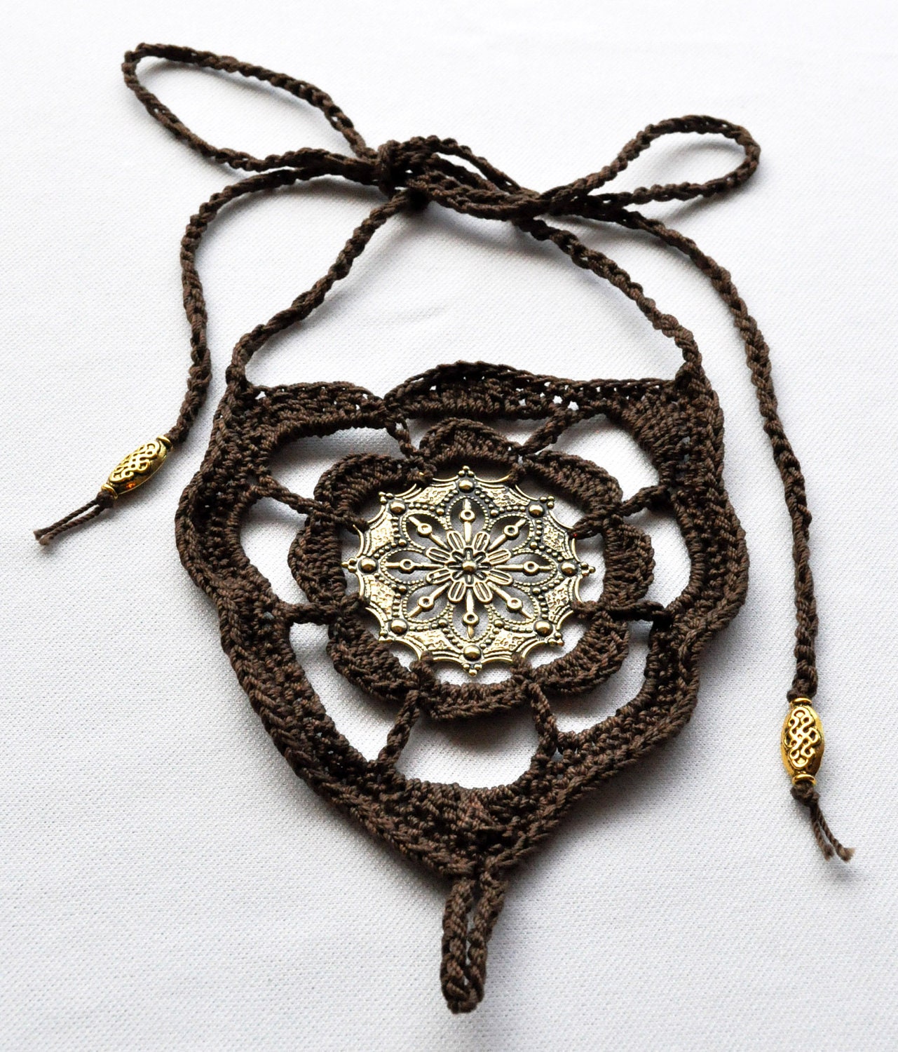 Mehndi Medallion Brown Barefoot Sandals