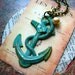 big verdigris anchor necklace with pearl