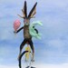 Ooak Spun Cotton Jackalope on Unicycle back from County Fair Art Sculpture