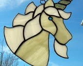 Unicorn in white stained glass