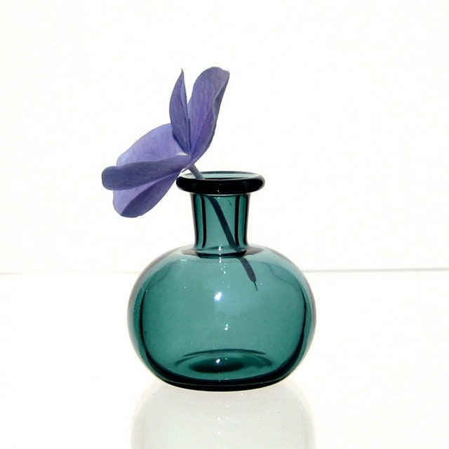 Miniature Bud Vase in Teal - Hand Blown Glass