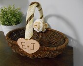 Rustic Twig Basket for Wedding Programs, Cards, Amenities, Toiletries, Bubbles, Petals, Flower Girl You Personalize and Customize