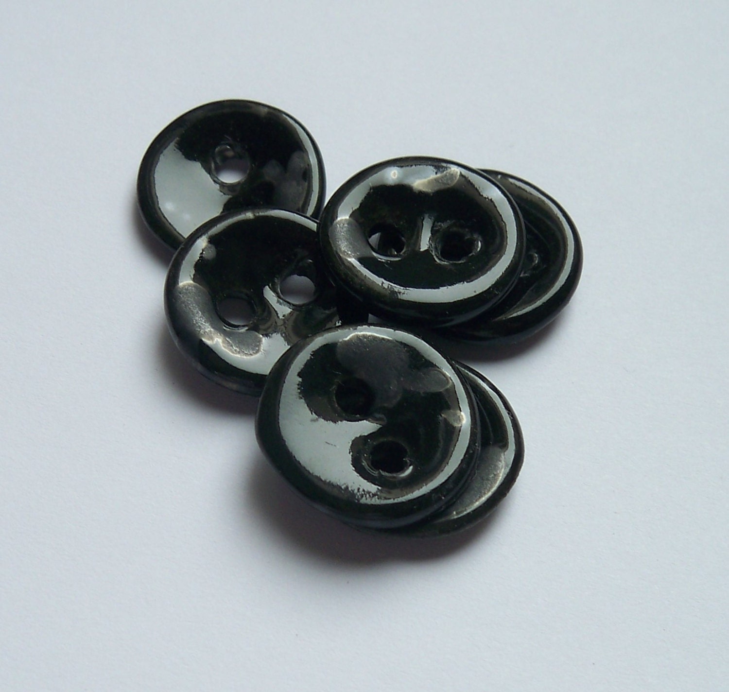Glossy Black Ceramic Buttons