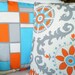 Decorative Pillow Throw Pillow Cushion Covers Gray Orange Aqua Cream Suzani Rosa and Hopscotch  BOTH SIDES - Combo Set of Two 18 x 18