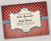 Vintage Striped Printable Holiday Card Wedding Bridal Shower Tea Luncheon Il_170x135