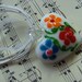 Folk, White, Glass, flowers, red blue orange green, love heart, pendant , necklace, by NewellsJewels on etsy