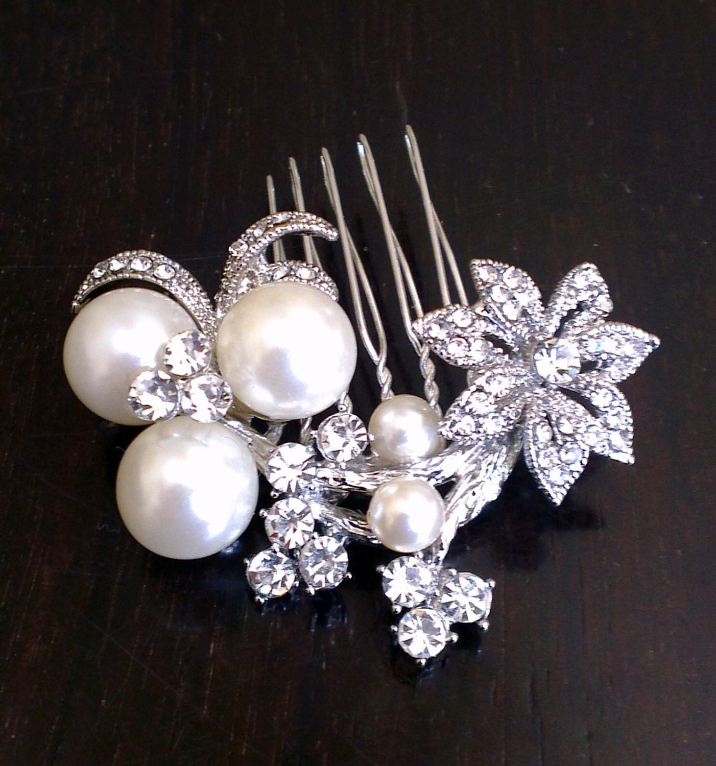 Bridal  COMB  with CREAM  Swarovski Pearls,Bridal comb,Bridal Hair comb,wedding comb,wedding hair comb , bridal head piece