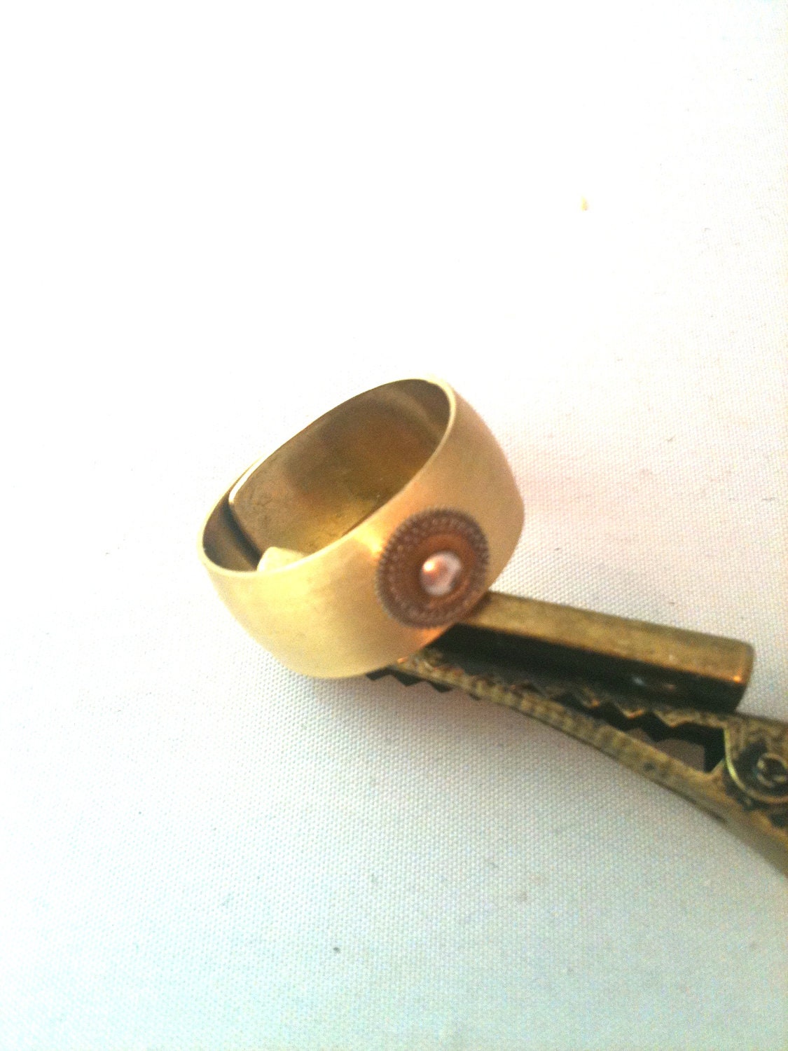 Brass Band with Watch Gears Adjustable Ring