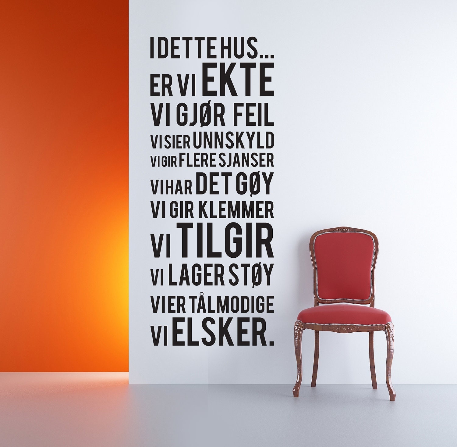 Norwegian Vinyl Wall Sticker Decal, I DETTE HUS...